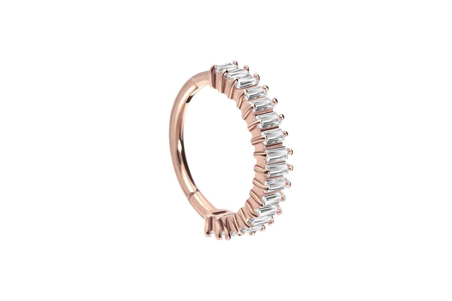 Chirurgenstahl Segmentring Clicker Piercing EINGEFASSTE KRISTALLRECHTECKE